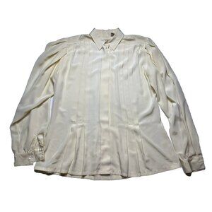 Liz Claiborne Women’s Yellow Cream Long Sleeve Button Down Shirt Size 10